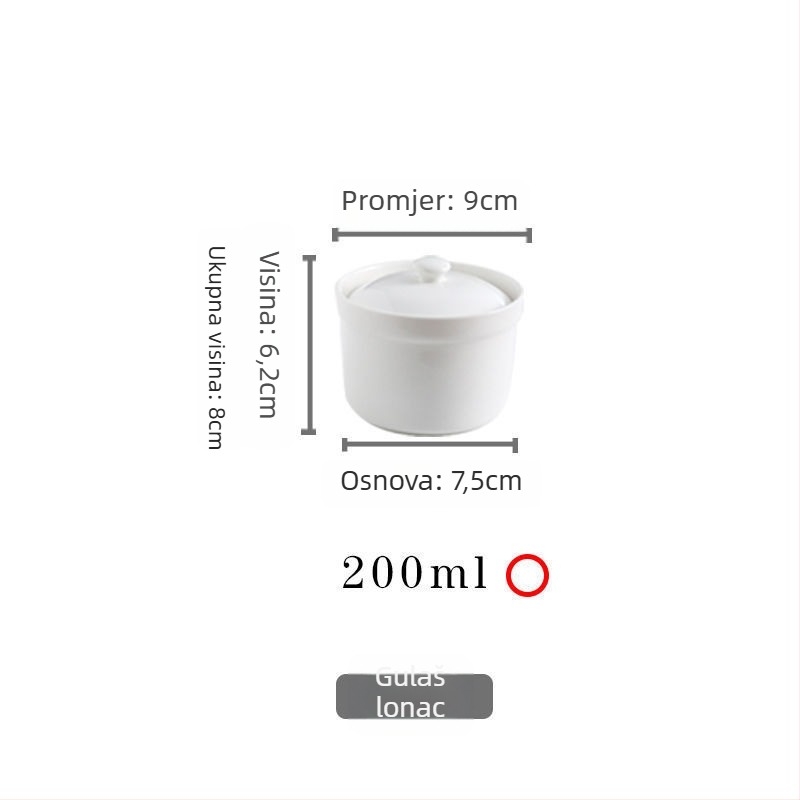 Lidefeng porcelanska zdjela s poklopcem, tiskano logotip, jednostavan stil, nije pogodna za mikrovalnu, pogodna za hotelsku i catering uslugu