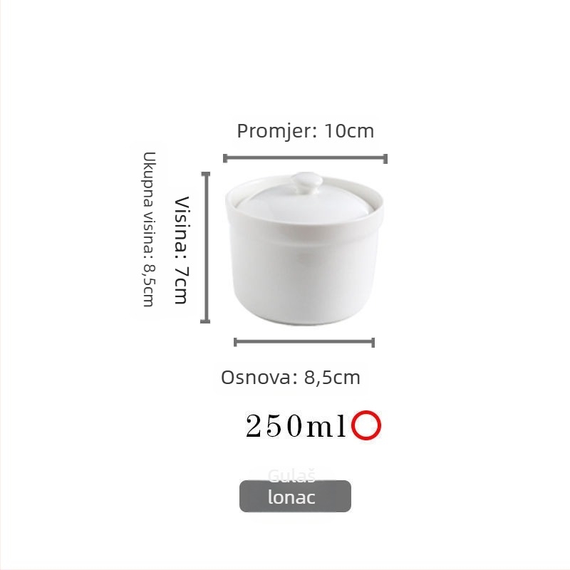 Lidefeng porcelanska zdjela s poklopcem, tiskano logotip, jednostavan stil, nije pogodna za mikrovalnu, pogodna za hotelsku i catering uslugu