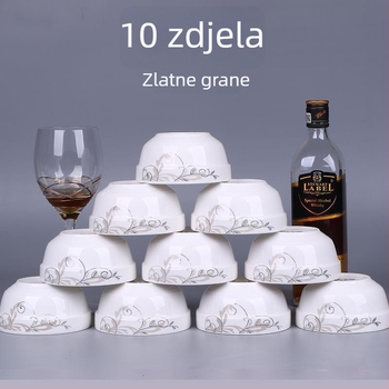 Set zdjelica za rižu od kostnog porculana, mikrovalno otporan, 10 kom, cvjetni uzorak, kineski stil