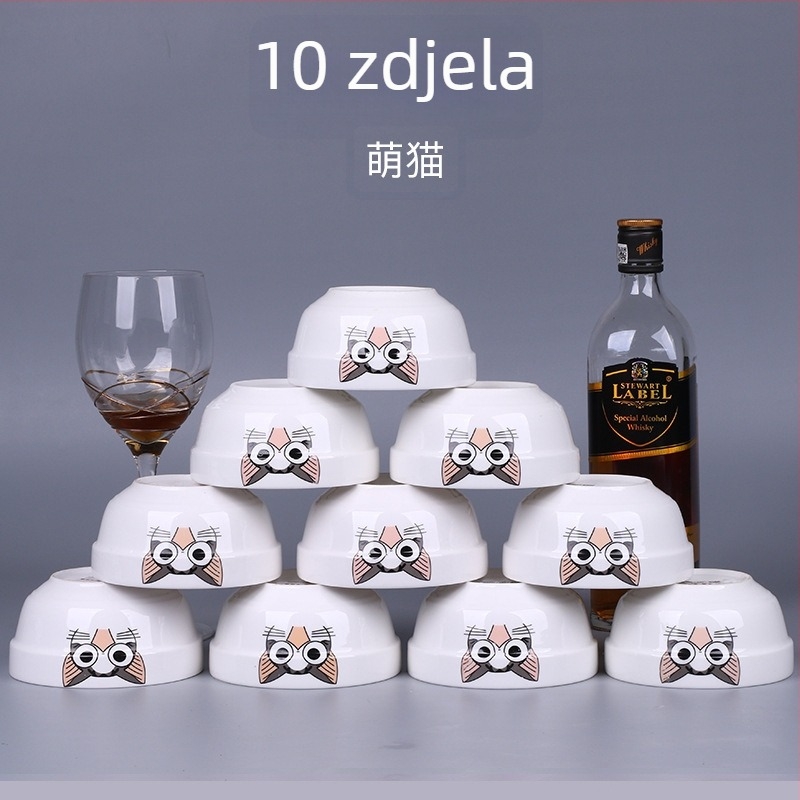 Set zdjelica za rižu od kostnog porculana, mikrovalno otporan, 10 kom, cvjetni uzorak, kineski stil