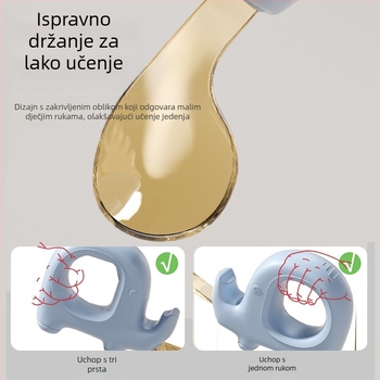Dječji pribor za jelo: set za učenje jedenja – vilica i žlica, PP materijal, djeca od 12 mjeseci i više, 1 paket, Jie Ming