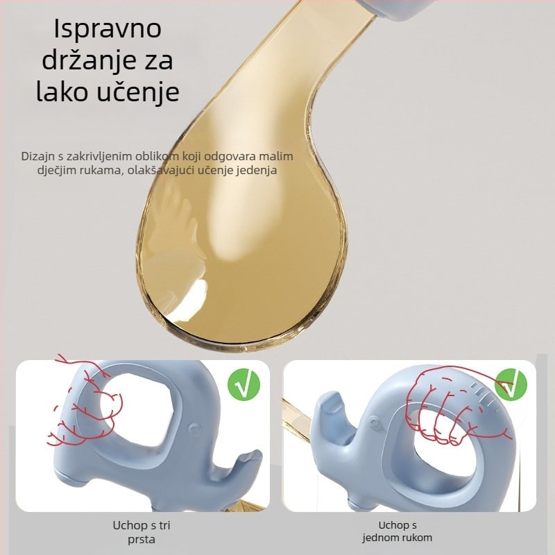 Dječji pribor za jelo: set za učenje jedenja – vilica i žlica, PP materijal, djeca od 12 mjeseci i više, 1 paket, Jie Ming