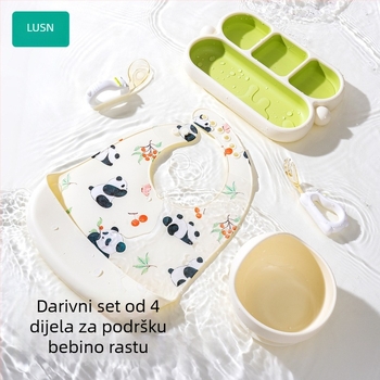 Set pribora za bebe, Like a Mountain, silikon visoke čistoće za hranu, za bebe starije od 3 mjeseca, 1 komplet