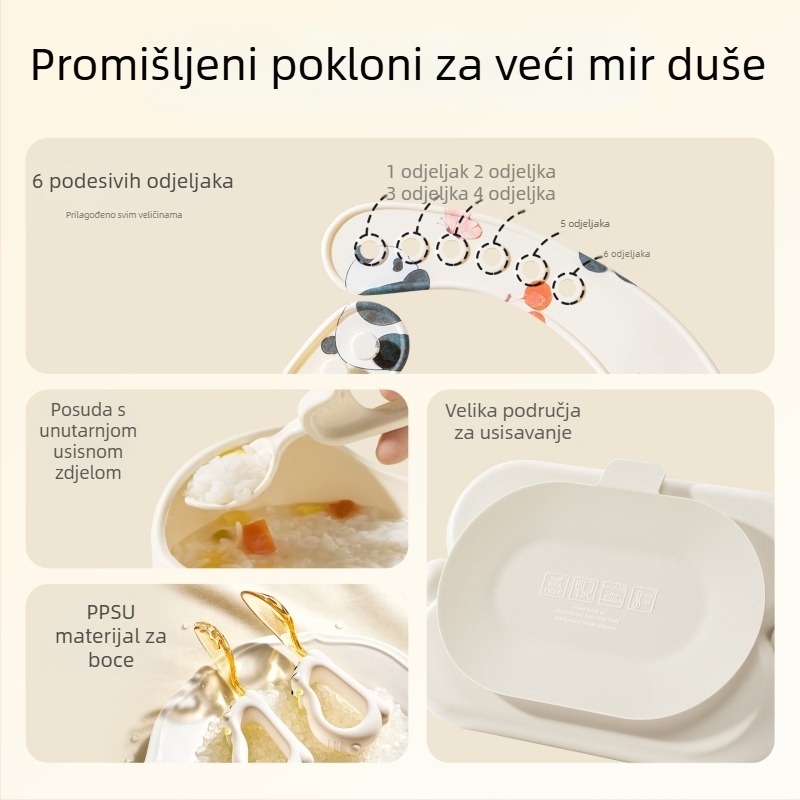 Set pribora za bebe, Like a Mountain, silikon visoke čistoće za hranu, za bebe starije od 3 mjeseca, 1 komplet