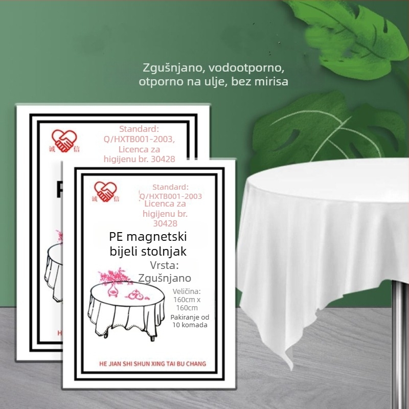 Jednokratni stolnjak, deblji, vodootporan i otporan na masnoće, za okrugle i kvadratne stolove