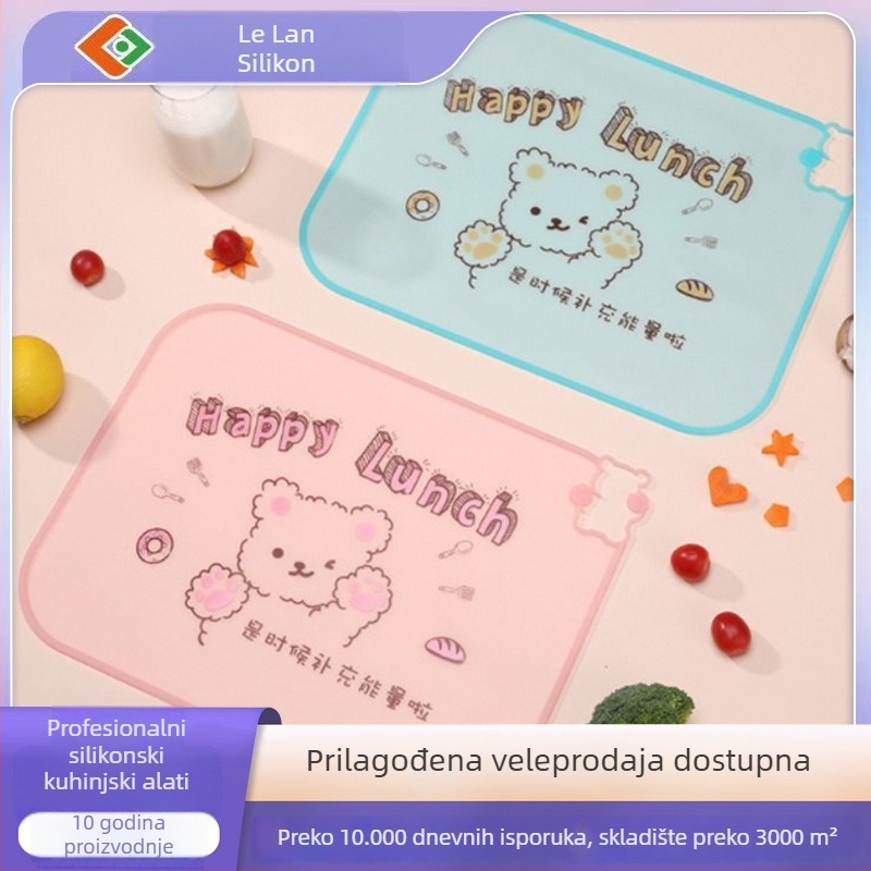 Silikonska podmeta za djecu, karikatura, kvadratnog oblika, prehrambena kvaliteta, vodootporna, lako za pohranu