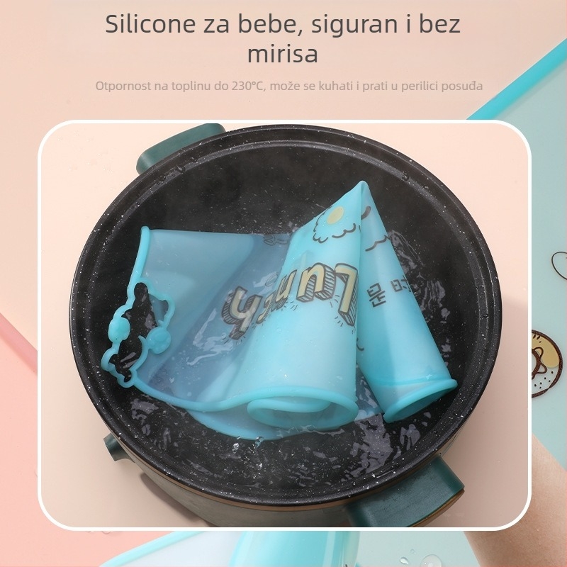 Silikonska podmeta za djecu, karikatura, kvadratnog oblika, prehrambena kvaliteta, vodootporna, lako za pohranu