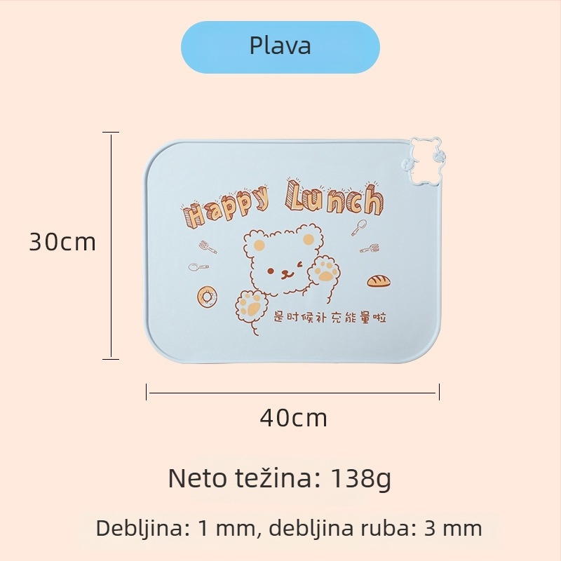 Silikonska podmeta za djecu, karikatura, kvadratnog oblika, prehrambena kvaliteta, vodootporna, lako za pohranu