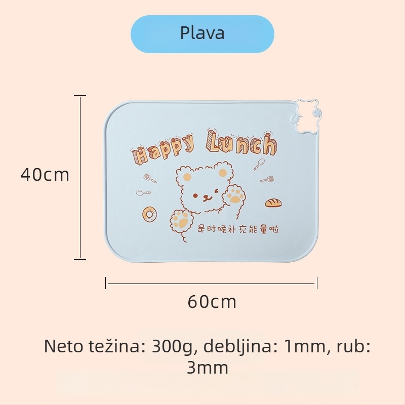 Silikonska podmeta za djecu, karikatura, kvadratnog oblika, prehrambena kvaliteta, vodootporna, lako za pohranu