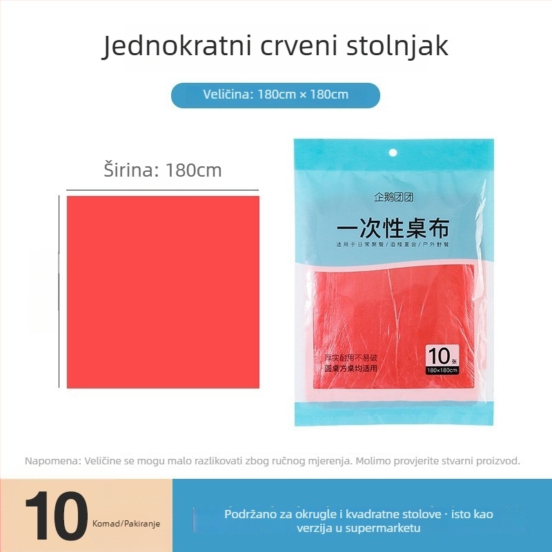 Jednokratni stolnjak – Penguin group; materijal: plast PE/polyetilen; oblik: kvadratni; uzorak: jednobojan; trajanje: 60 dana.