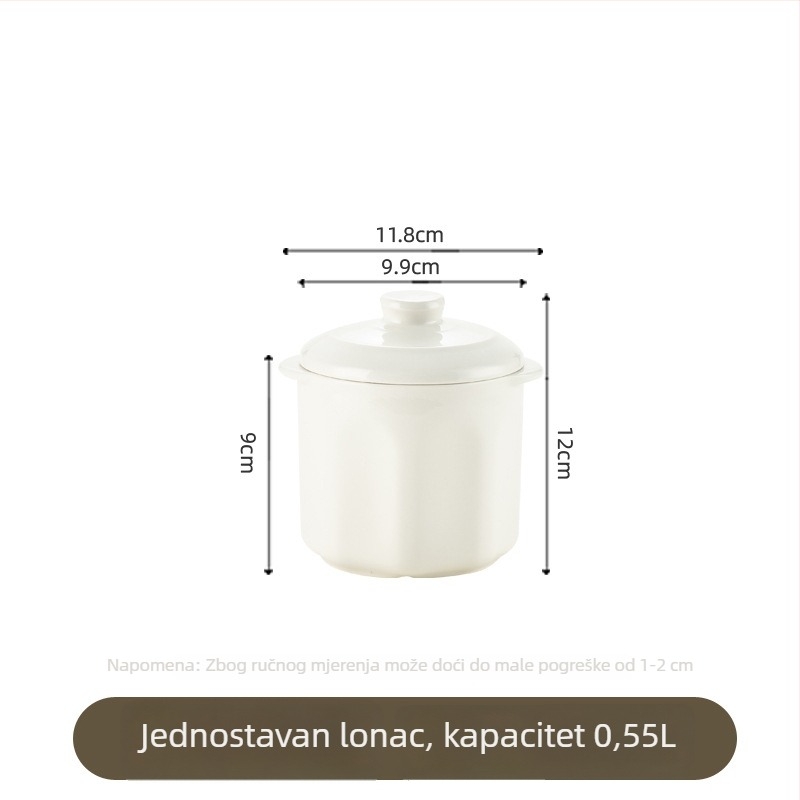 Porcelanski unutarnji lonac za električni lonac sa poklopcem, dvostruka ručka, mikrovalna sigurnost