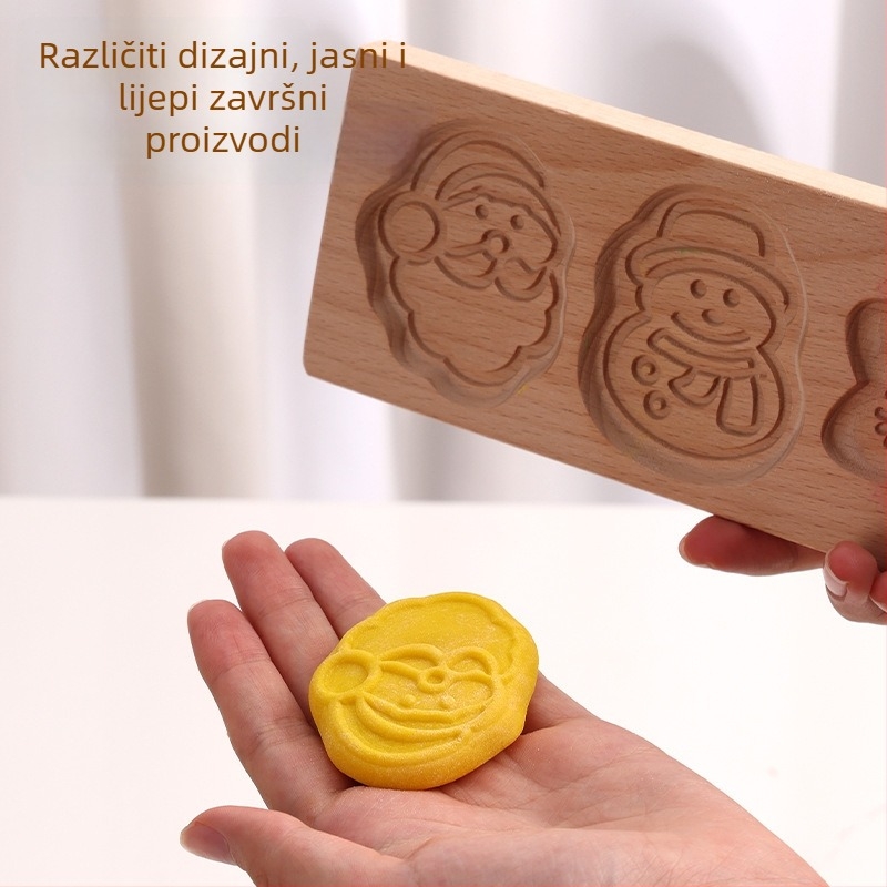 Kalup za kolačiće – nepravilnog oblika, drveni materijal, božićni crtani uzorak