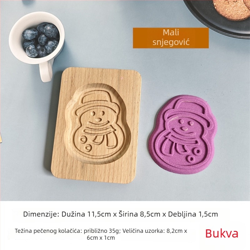 Kalup za kolačiće – nepravilnog oblika, drveni materijal, božićni crtani uzorak