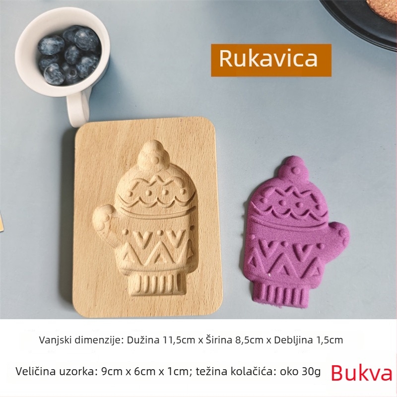 Kalup za kolačiće – nepravilnog oblika, drveni materijal, božićni crtani uzorak