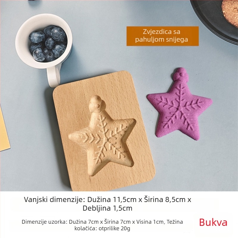 Kalup za kolačiće – nepravilnog oblika, drveni materijal, božićni crtani uzorak