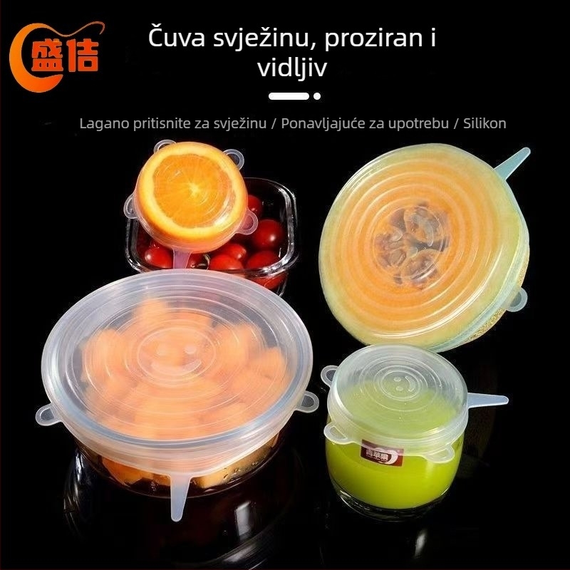Set od 6 silikonskih poklopaca za hranu, otporni na prašinu i curenje, jednostavan stil, šifra proizvoda A1700