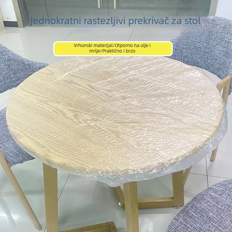 Jednokratna plastična stolnjak s vrpcom, debeli PE, prozirna, otporna na masnoću, za vjenčanje