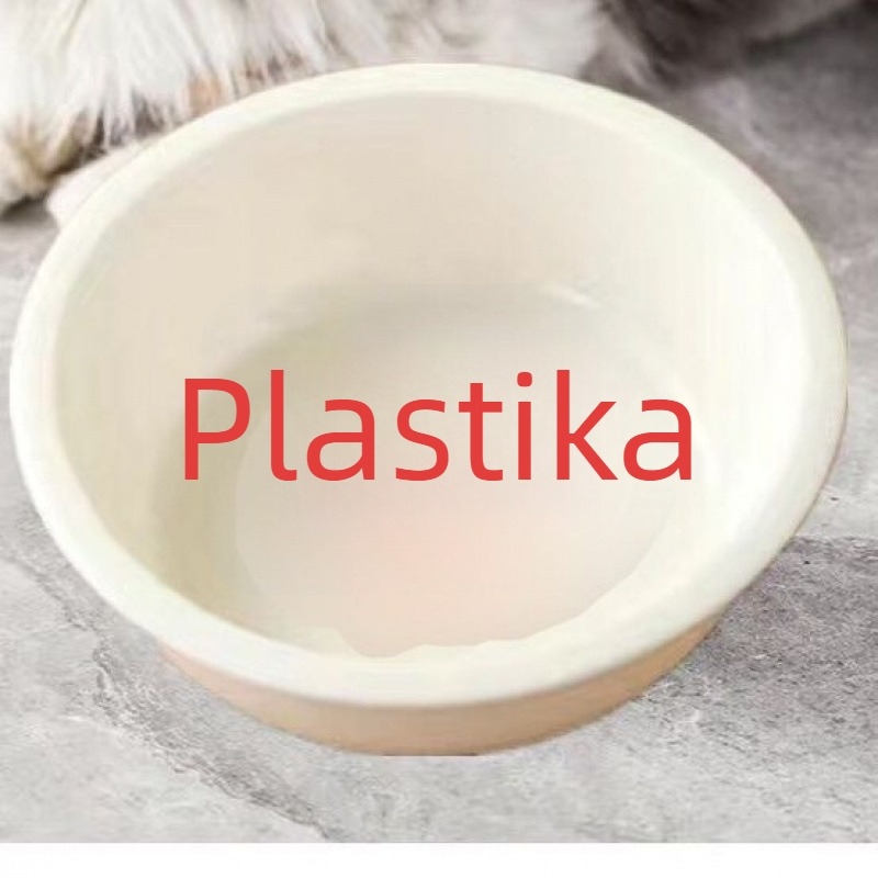 Podijeljena zdjela za mačke s plastičnom bazom i keramičkom zdjelom za hranu i vodu