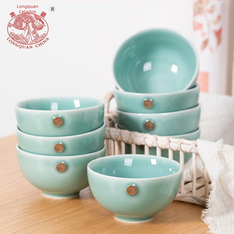 Porcelanska zdjela za rižu Celadon, okruglog oblika, kompatibilna s mikrovalnom pećnicom