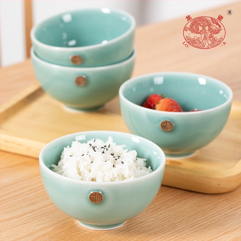 Porcelanska zdjela za rižu Celadon, okruglog oblika, kompatibilna s mikrovalnom pećnicom