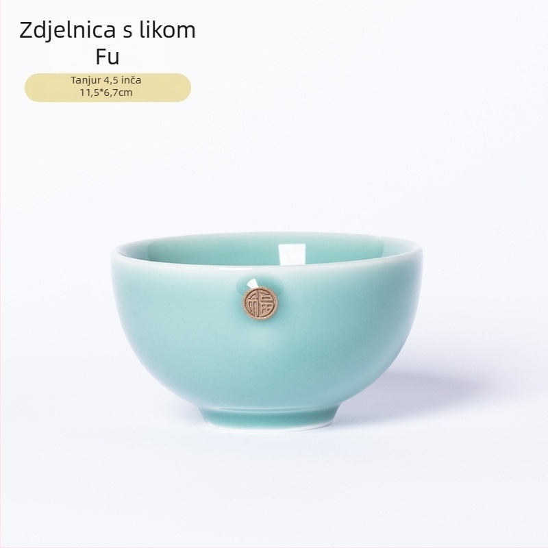 Porcelanska zdjela za rižu Celadon, okruglog oblika, kompatibilna s mikrovalnom pećnicom
