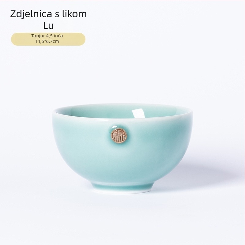 Porcelanska zdjela za rižu Celadon, okruglog oblika, kompatibilna s mikrovalnom pećnicom