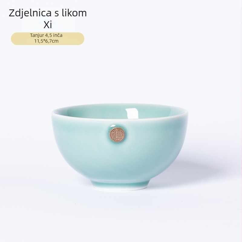 Porcelanska zdjela za rižu Celadon, okruglog oblika, kompatibilna s mikrovalnom pećnicom