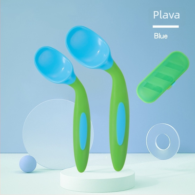 Set za obuku hranjenja beba – zakrivljene i ravne žlice, PP materijal, 6+ mjeseci, Green Sophora Valley