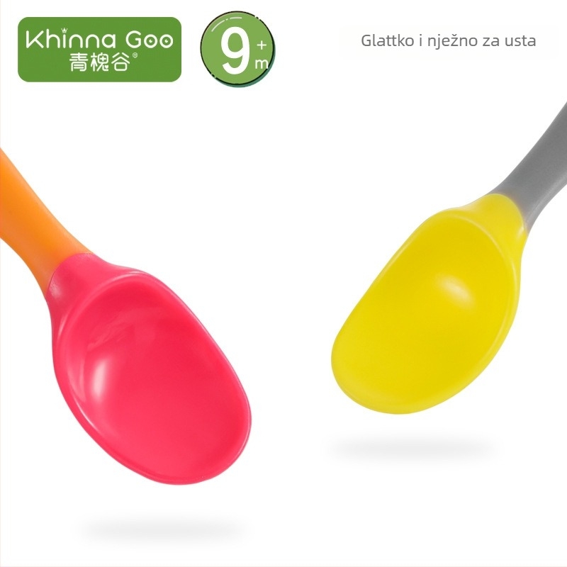 Set za obuku hranjenja beba – zakrivljene i ravne žlice, PP materijal, 6+ mjeseci, Green Sophora Valley