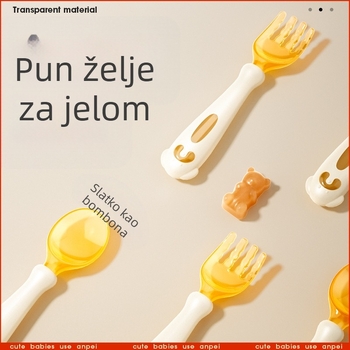 Dječja žličica za učenje samostalnog jedenja, fleksibilna, PP materijal, za djecu stariju od 12 mjeseci
