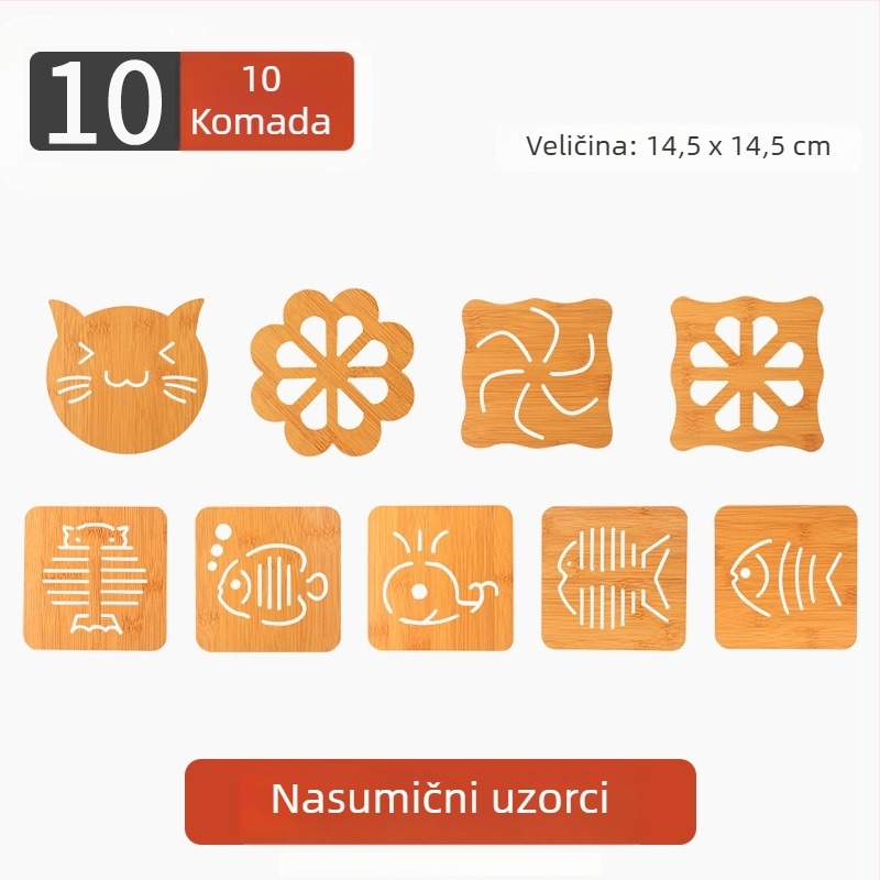 Drvena podloga za toplinsku izolaciju, kvadratni podmetač za stol, protuklizna, za posude i zdjele, moderni minimalistički dizajn.