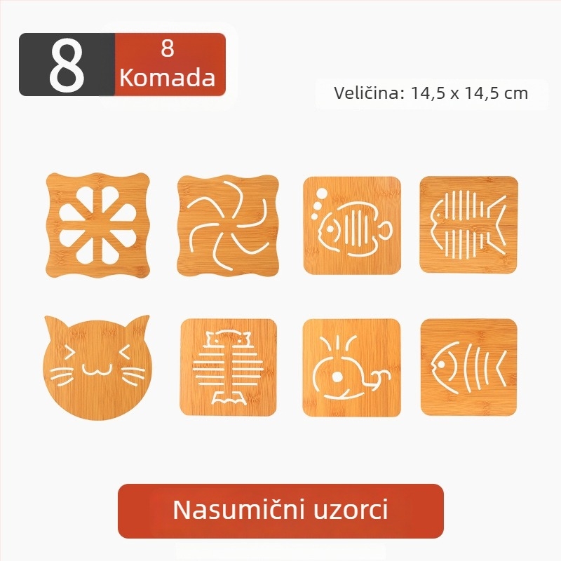 Drvena podloga za toplinsku izolaciju, kvadratni podmetač za stol, protuklizna, za posude i zdjele, moderni minimalistički dizajn.