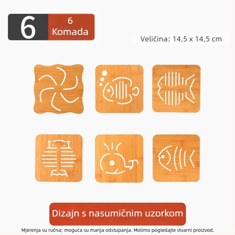Drvena podloga za toplinsku izolaciju, kvadratni podmetač za stol, protuklizna, za posude i zdjele, moderni minimalistički dizajn.