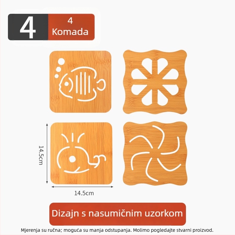 Drvena podloga za toplinsku izolaciju, kvadratni podmetač za stol, protuklizna, za posude i zdjele, moderni minimalistički dizajn.