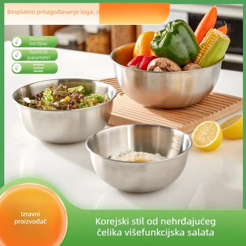 Posuda od nehrđajućeg čelika, okruglog oblika, modern minimalistički dizajn, jednobojna površina, promjer 17–22,9 cm