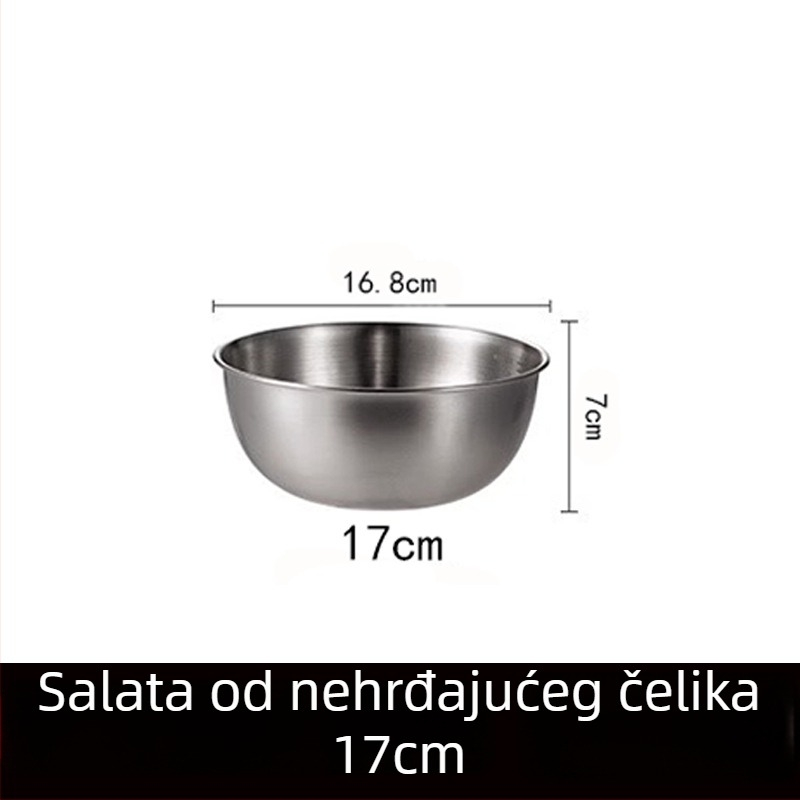 Posuda od nehrđajućeg čelika, okruglog oblika, modern minimalistički dizajn, jednobojna površina, promjer 17–22,9 cm