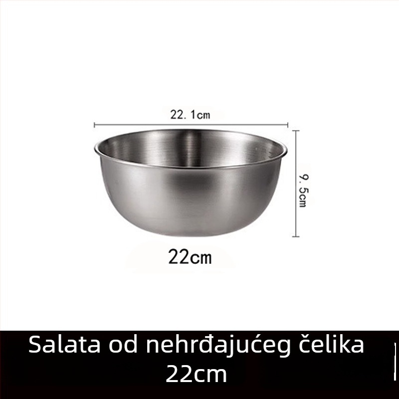 Posuda od nehrđajućeg čelika, okruglog oblika, modern minimalistički dizajn, jednobojna površina, promjer 17–22,9 cm
