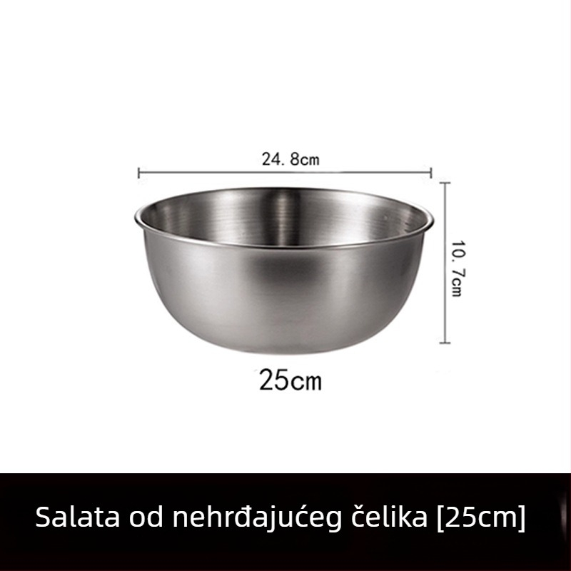 Posuda od nehrđajućeg čelika, okruglog oblika, modern minimalistički dizajn, jednobojna površina, promjer 17–22,9 cm