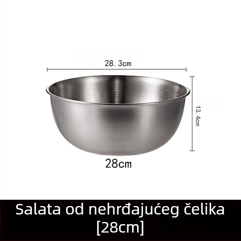 Posuda od nehrđajućeg čelika, okruglog oblika, modern minimalistički dizajn, jednobojna površina, promjer 17–22,9 cm