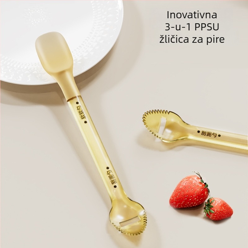 PPSU dvostruka žličica za pire za bebe – žličica za pire od voća sa strugačem, od 6 mjeseci