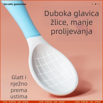 AnPi set za hranjenje beba – trening žličica i vilica sa savitljivim dizajnom lakta, PP+TPE, od 6 mjeseci