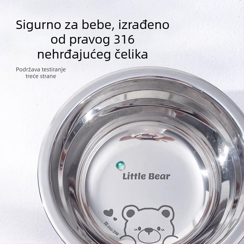 Dječji tanjur od 316 nerđajućeg čelika, okrugli, karikatura uzorak, sladak stil