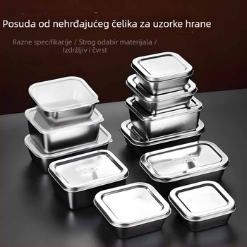 Kutija za uzorke od prehrambene 304 nehrđajućeg čelika, kvadratnog oblika, s poklopcem, zapečaćena za očuvanje svježine