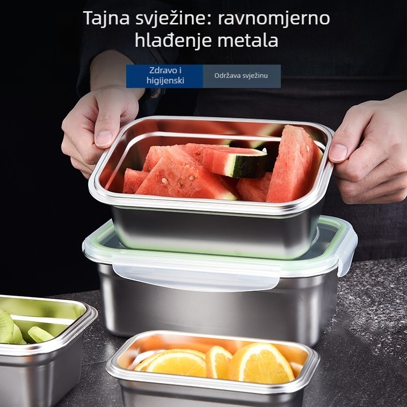 Kutija za hranu od 304 nehrđajućeg čelika, hermetički zatvorena, ne propušta, otporna na mirise, prehrambena kvaliteta