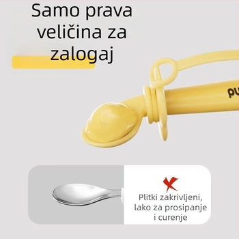 Dječja žličica za učenje hranjenja — prilagodljiva silikonska, dizajn otporan na padanje, prehrambeni silikoni, od 3 mjeseca, 1 kom
