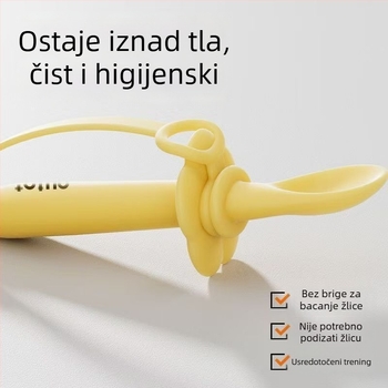 Dječja žličica za učenje hranjenja — prilagodljiva silikonska, dizajn otporan na padanje, prehrambeni silikoni, od 3 mjeseca, 1 kom
