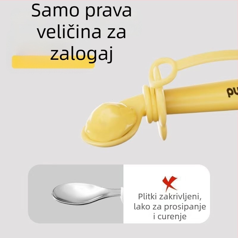 Dječja žličica za učenje hranjenja — prilagodljiva silikonska, dizajn otporan na padanje, prehrambeni silikoni, od 3 mjeseca, 1 kom