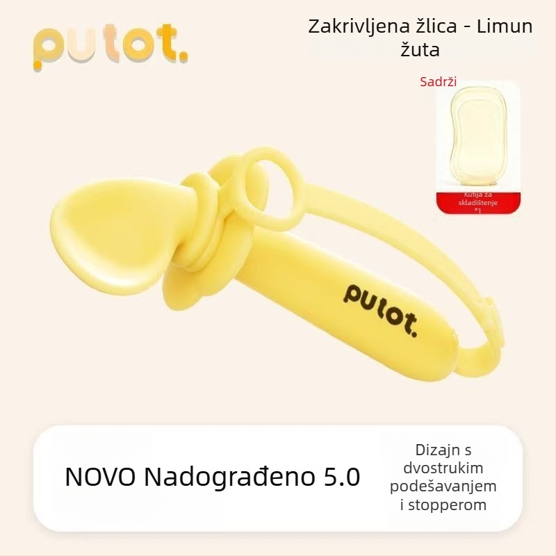 Dječja žličica za učenje hranjenja — prilagodljiva silikonska, dizajn otporan na padanje, prehrambeni silikoni, od 3 mjeseca, 1 kom