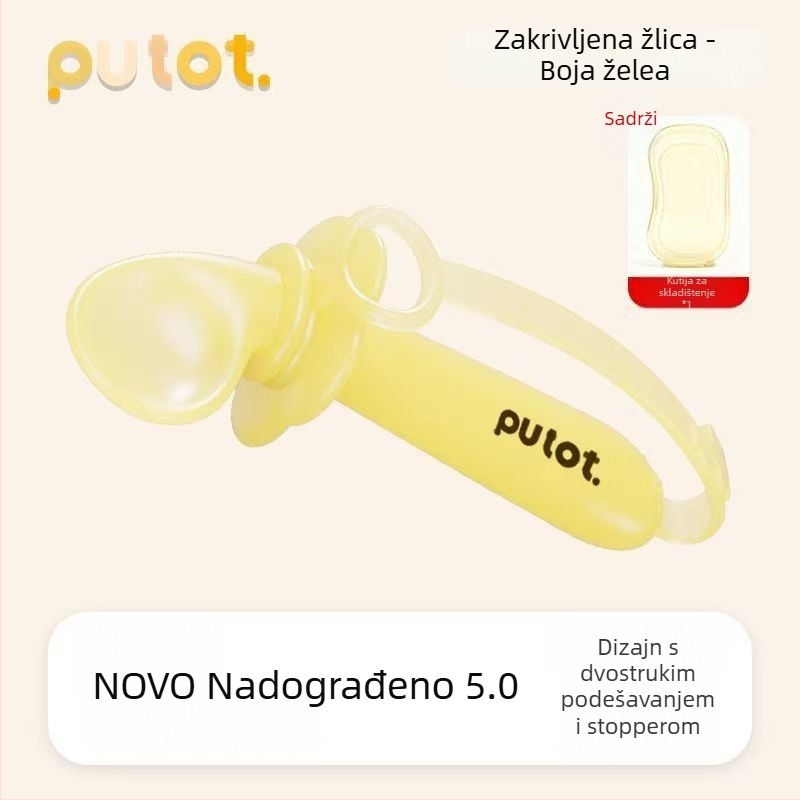 Dječja žličica za učenje hranjenja — prilagodljiva silikonska, dizajn otporan na padanje, prehrambeni silikoni, od 3 mjeseca, 1 kom