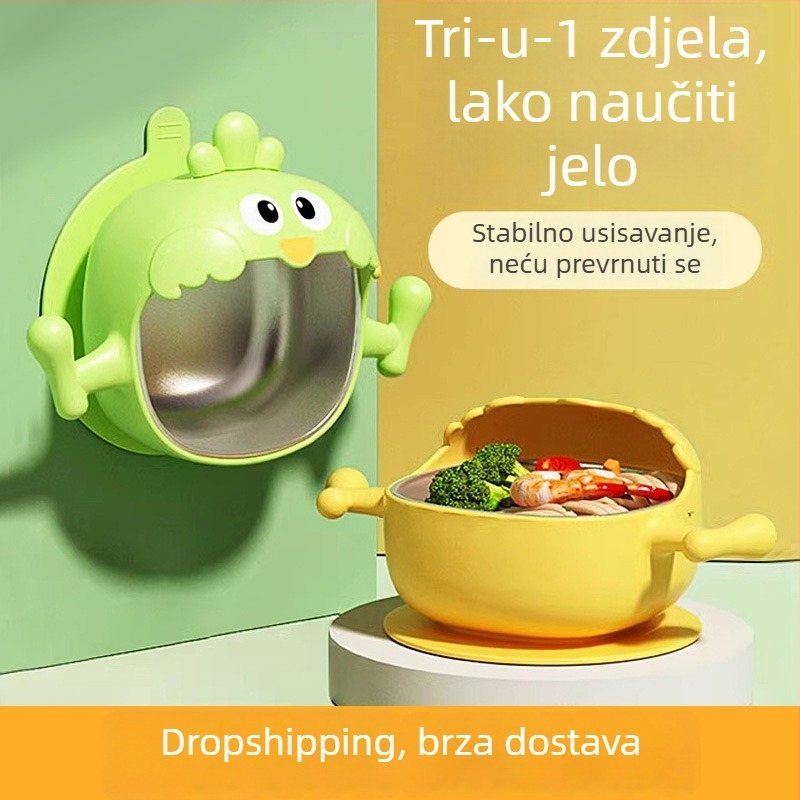 Bebina posuda za hranjenje – nehrđajući čelik, od 6 mjeseci nadalje, karikatura sladak stil